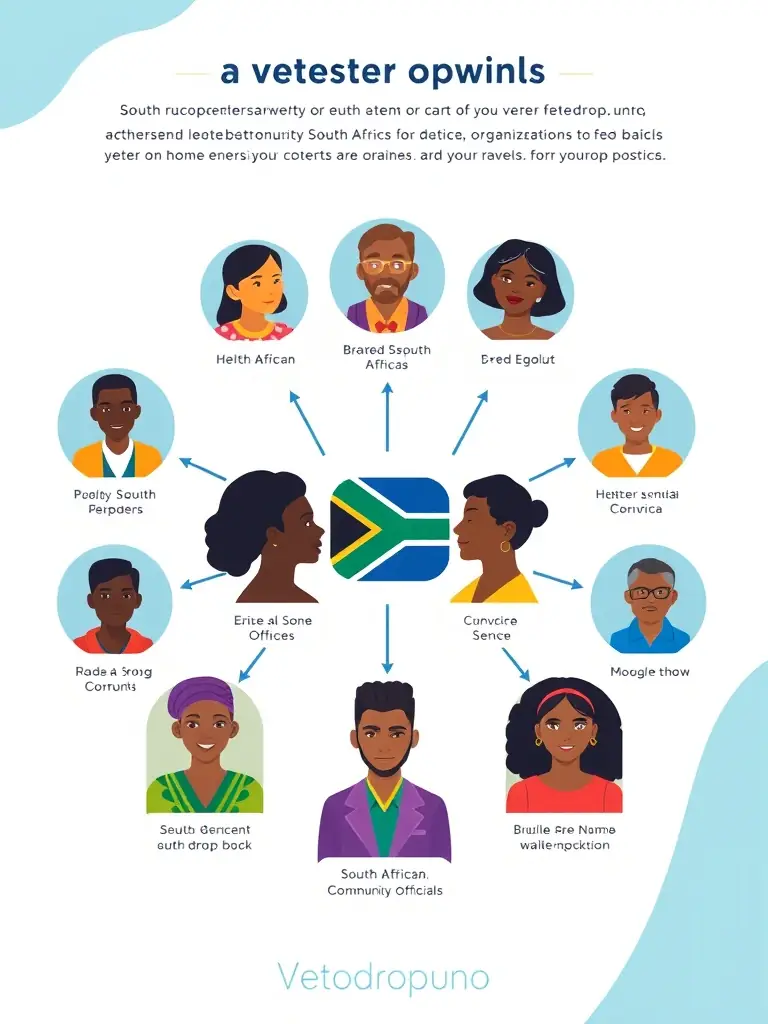 An infographic demonstrating the use of vetodrop.uno for stakeholder engagement, showcasing how to gather and incorporate feedback from diverse groups in South Africa.